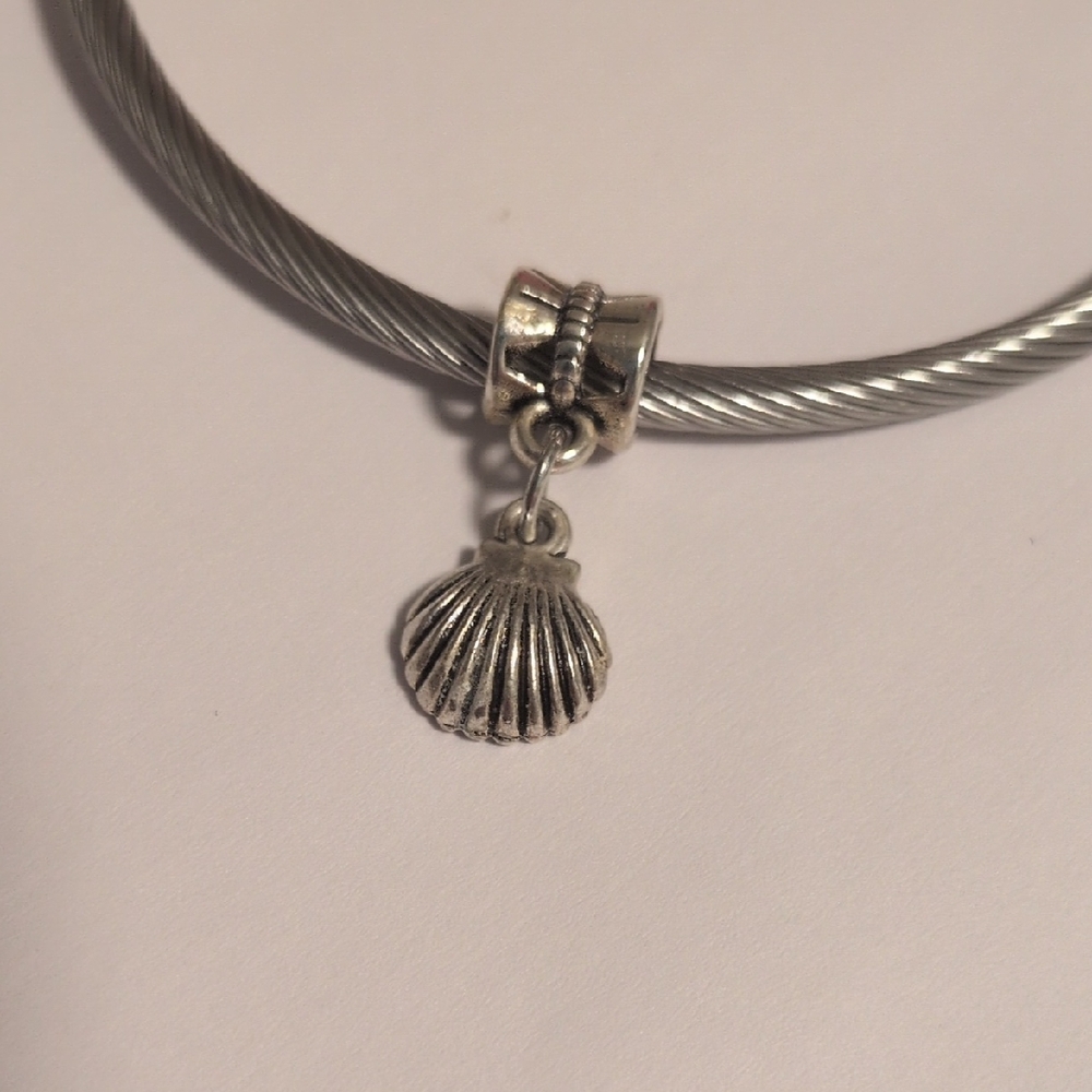 Silver Sea Shell Dangle Charm for Pandora Style‎ Bracelet